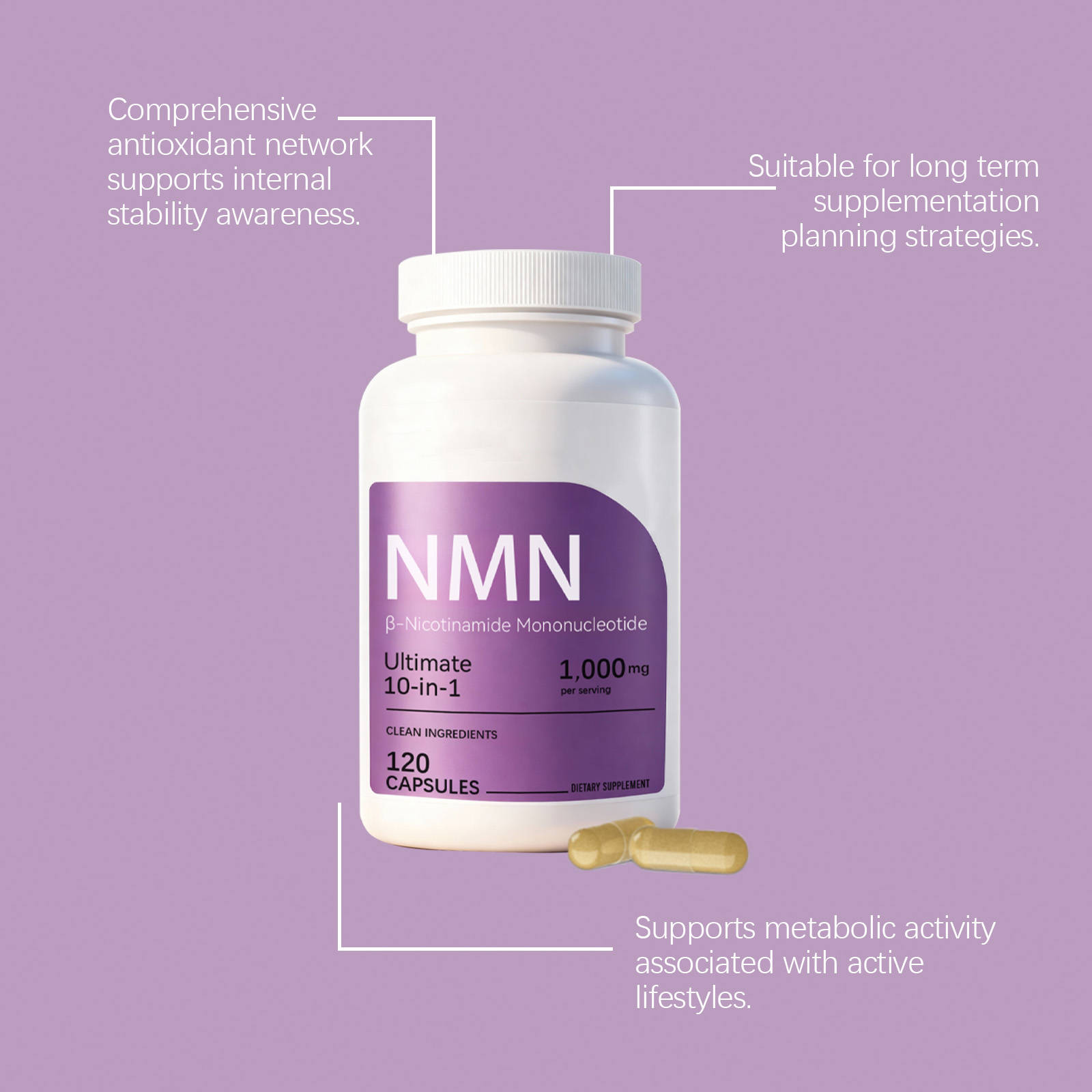Nmn Capsule Energy Support Oxidation Balance Health Maintain Age Manage Body Care All Age Group Diet Supplement