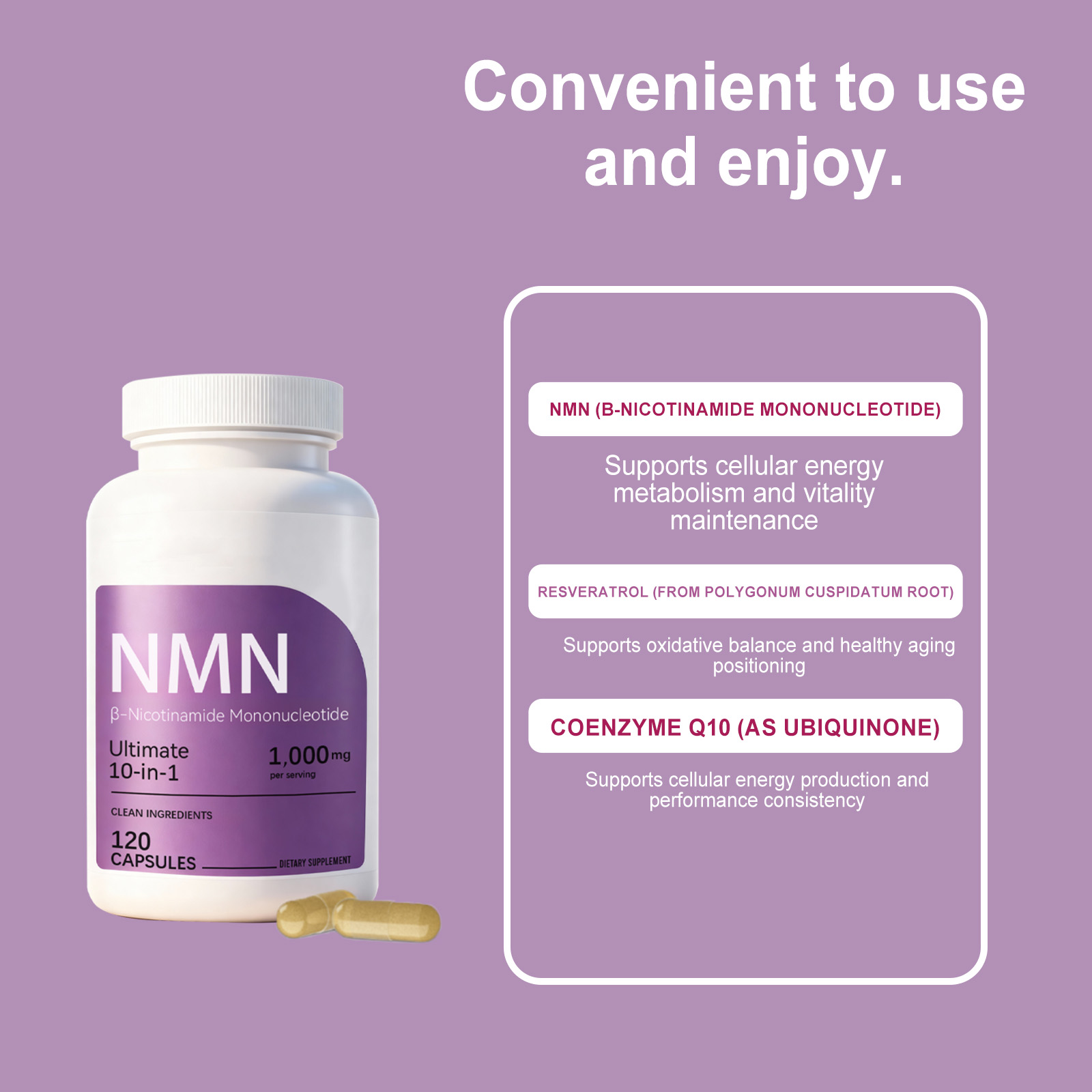 Nmn Capsule Energy Support Oxidation Balance Health Maintain Age Manage Body Care All Age Group Diet Supplement
