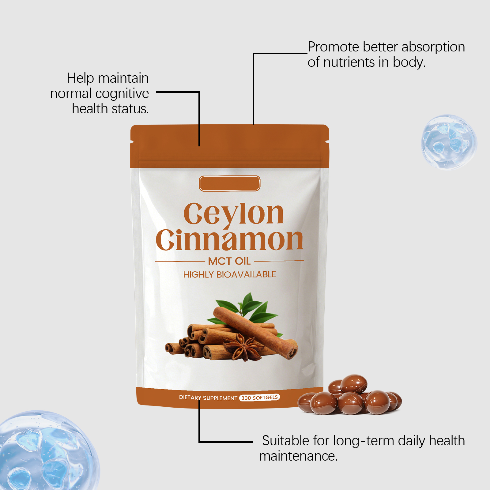 Ceylon Cinnamon Nutrient Capsules Mild Ingredients Support Daily Body Vitality Wellness Supplement Care Physical Condition