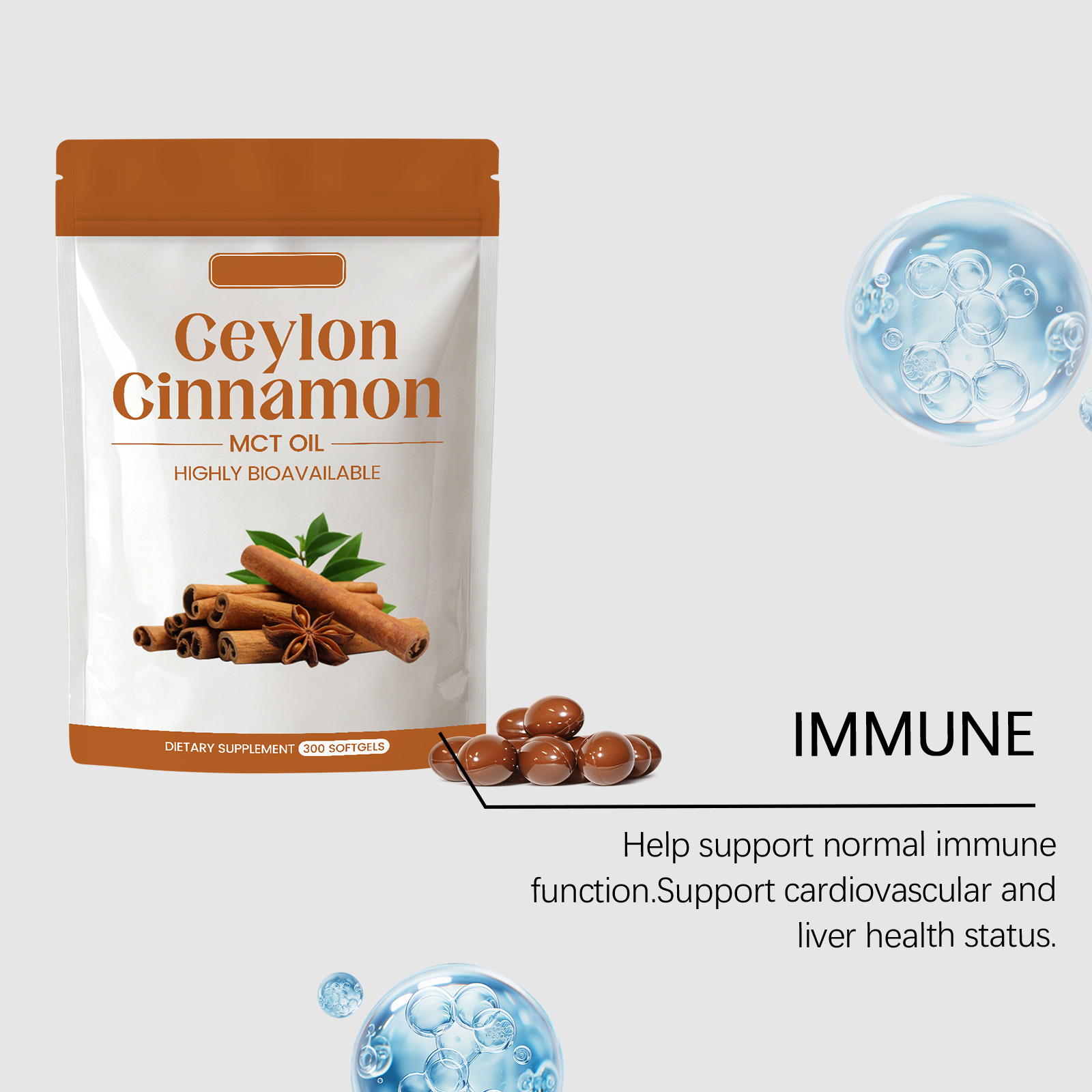 Ceylon Cinnamon Nutrient Capsules Mild Ingredients Support Daily Body Vitality Wellness Supplement Care Physical Condition