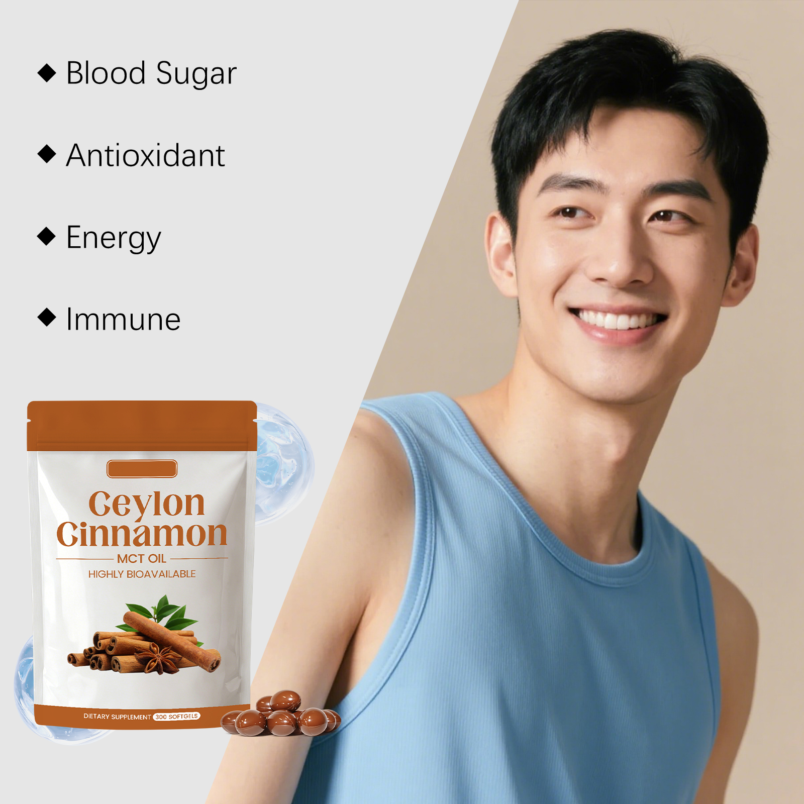Ceylon Cinnamon Nutrient Capsules Mild Ingredients Support Daily Body Vitality Wellness Supplement Care Physical Condition