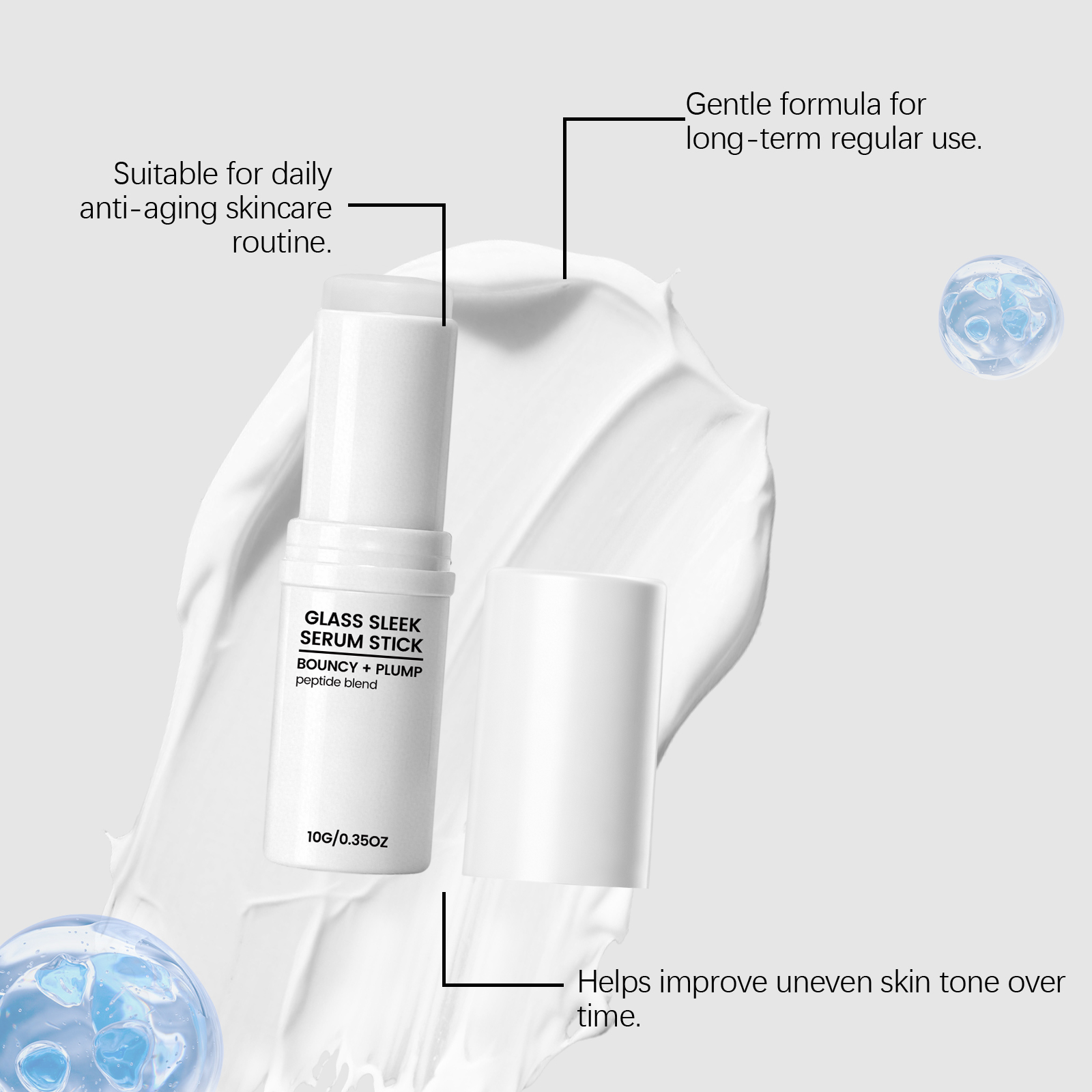 Brightening Facial Essence Stick Melts On Skin Solid Hydrating Moisturizing Nourishing Softening Daily Pre Makeup Care