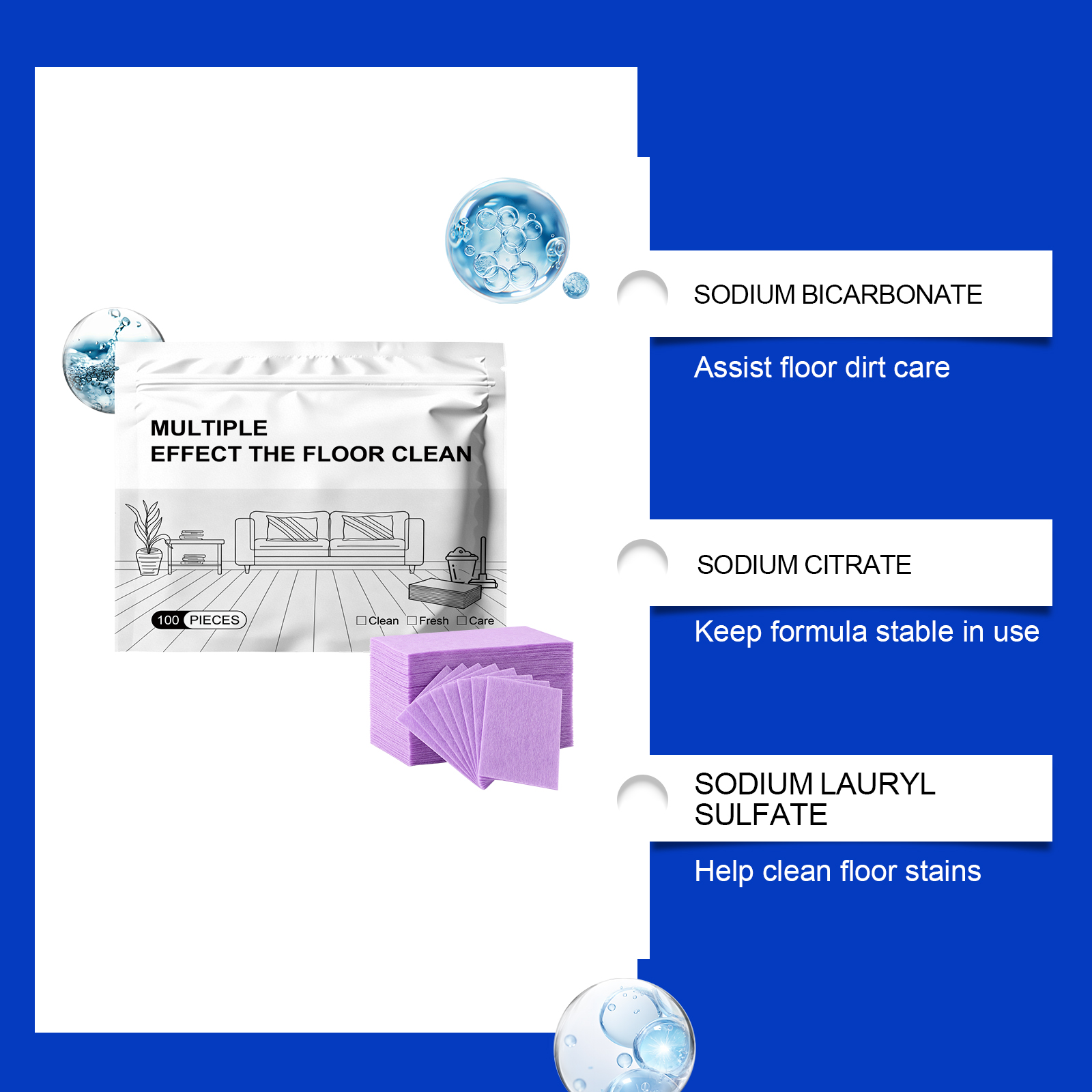 Multi Effect Floor Cleaning Tablets Quick Dissolve Deep Clean Safe Mild Multiple Floors Application