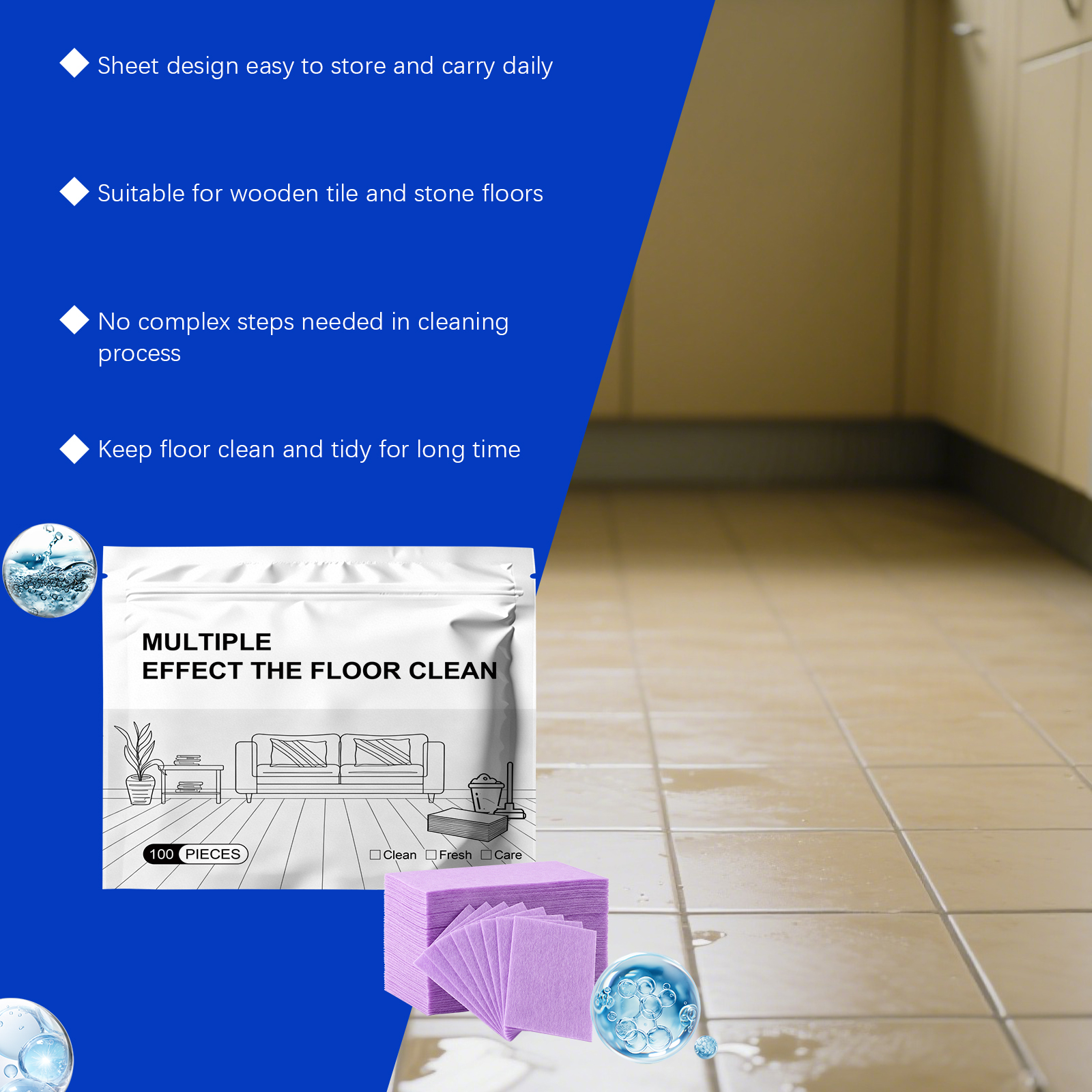 Multi Effect Floor Cleaning Tablets Quick Dissolve Deep Clean Safe Mild Multiple Floors Application