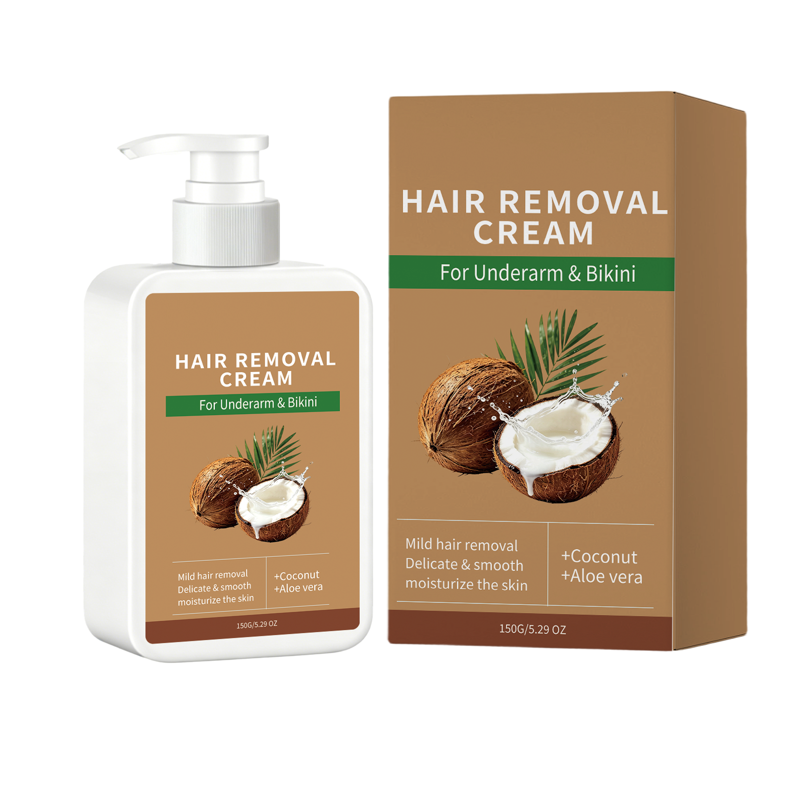 Coconut Moisturizing Hair Removal Cream Gentle Mild Refreshing Tender Smooth Delicate Cleansing Body Skin Daily Convenient