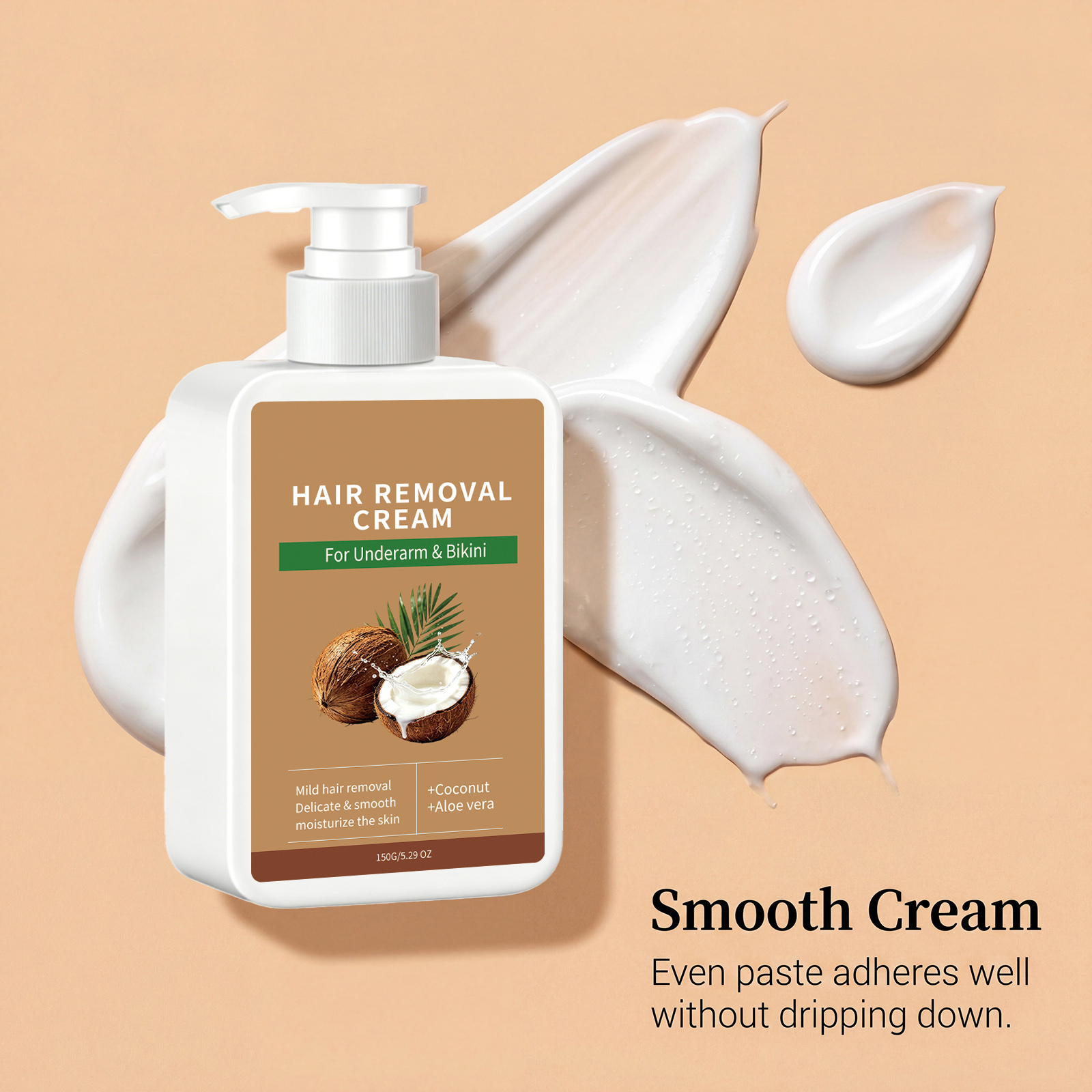 Coconut Moisturizing Hair Removal Cream Gentle Mild Refreshing Tender Smooth Delicate Cleansing Body Skin Daily Convenient