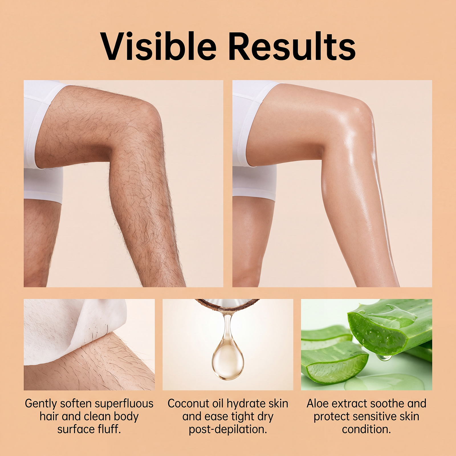 Coconut Moisturizing Hair Removal Cream Gentle Mild Refreshing Tender Smooth Delicate Cleansing Body Skin Daily Convenient