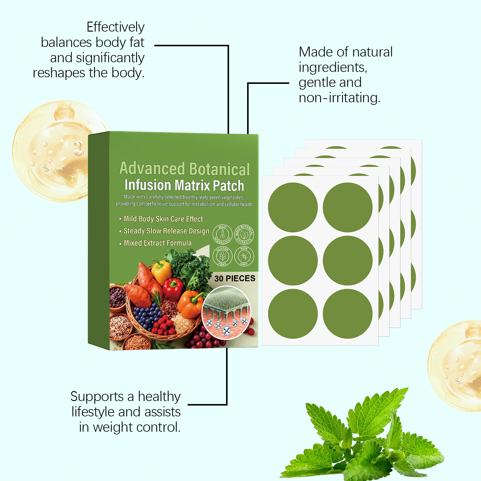 Fruit Vegetable Body Care Patch Breathable Skin Friendly Gentle Body Daily Management Slim Figure Care Sticker