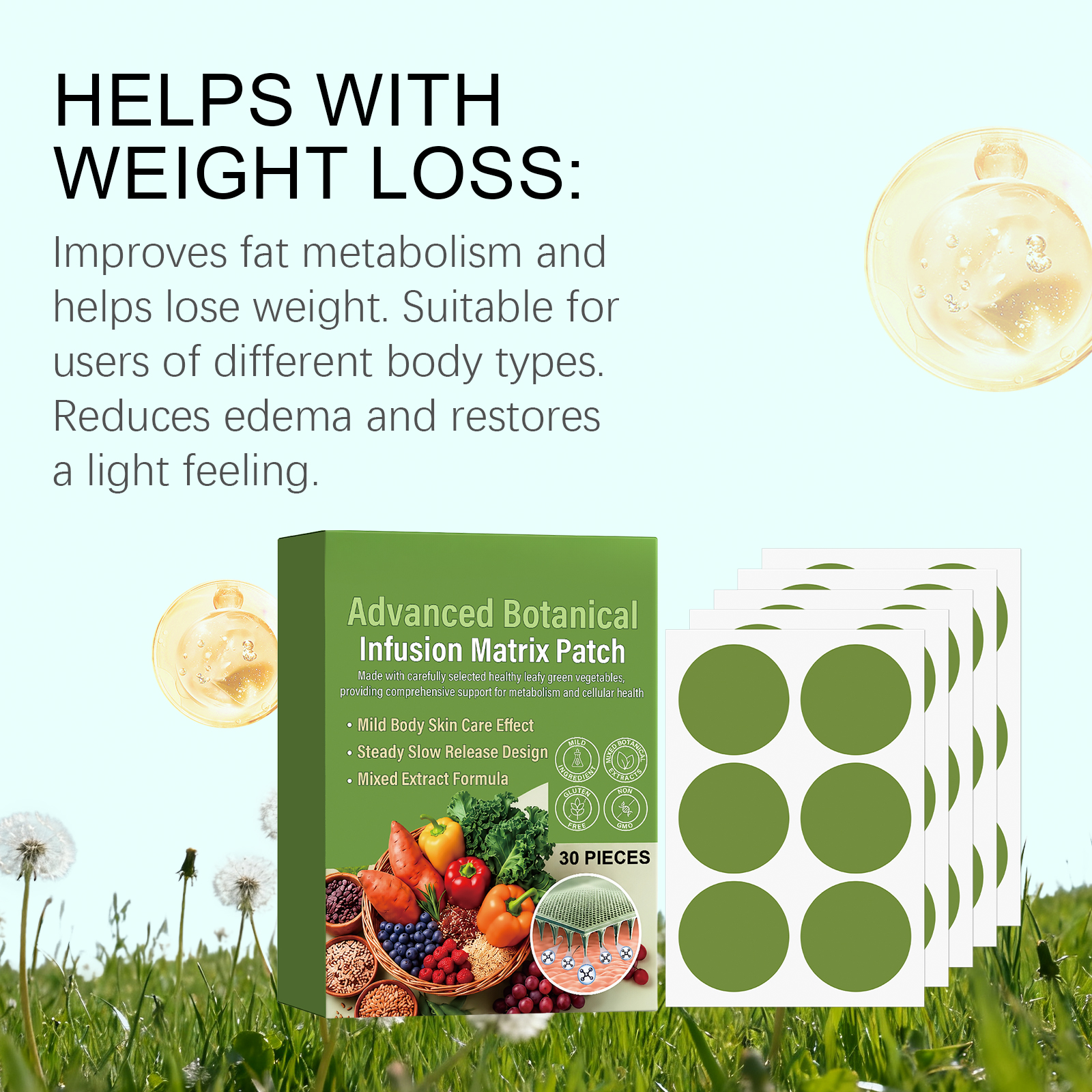 Fruit Vegetable Body Care Patch Breathable Skin Friendly Gentle Body Daily Management Slim Figure Care Sticker