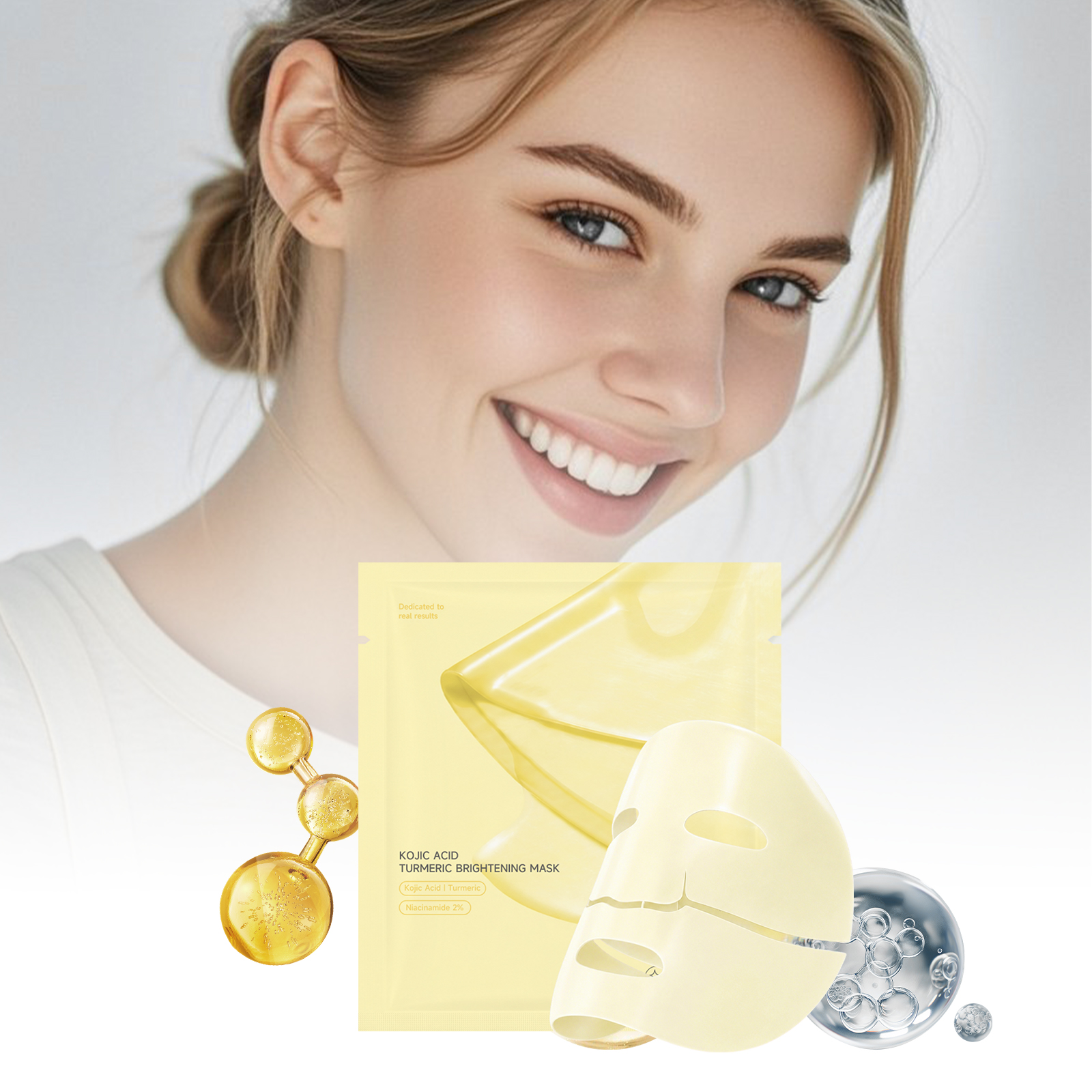 Kojic Curcumin Brightening Facial Mask Bag Hydrating Delicate Lightening Skin Facial Care
