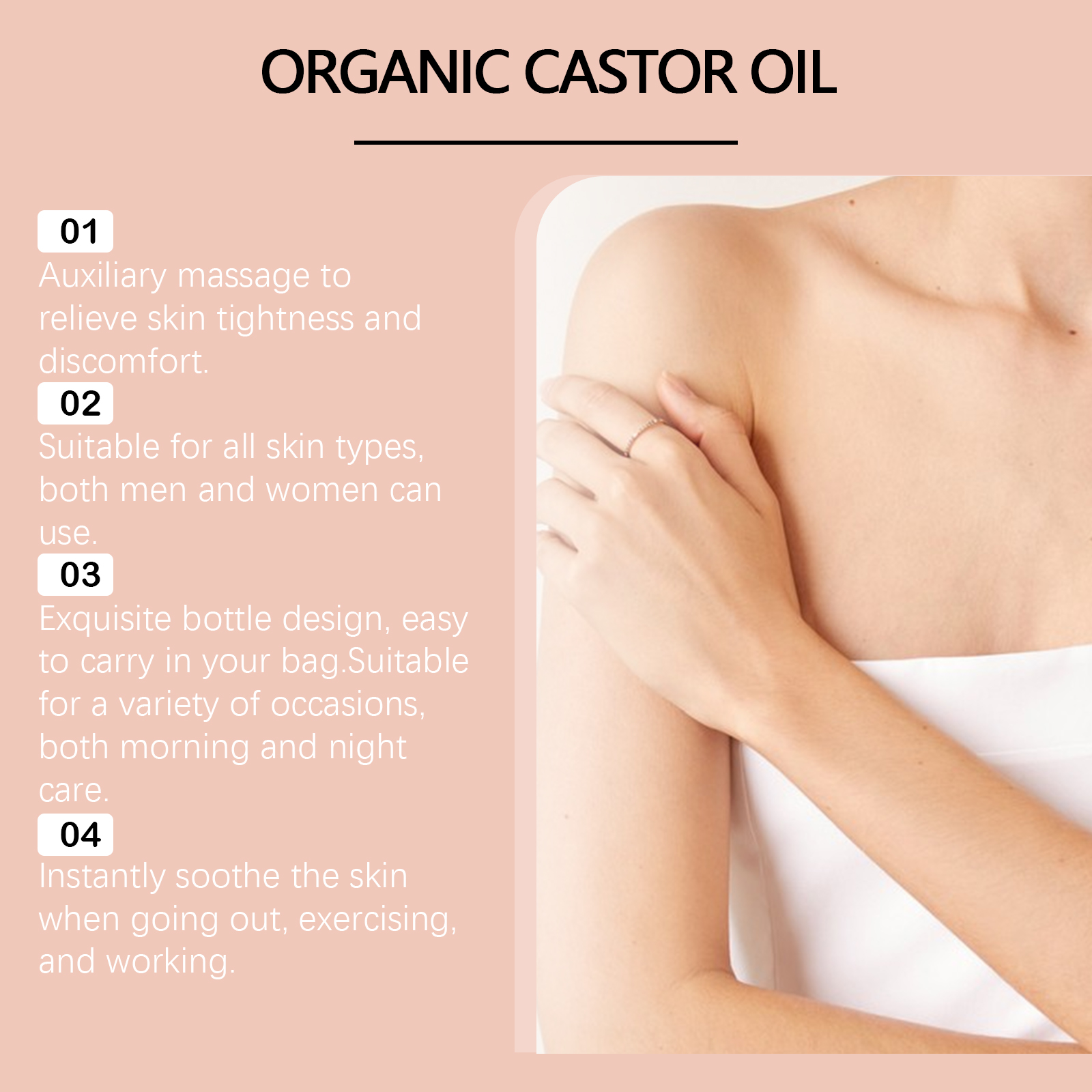 Castor Oil Care Roller Gentle Nourishing Moisturizing Soft Portable Body Skin Daily Massage Care Liquid