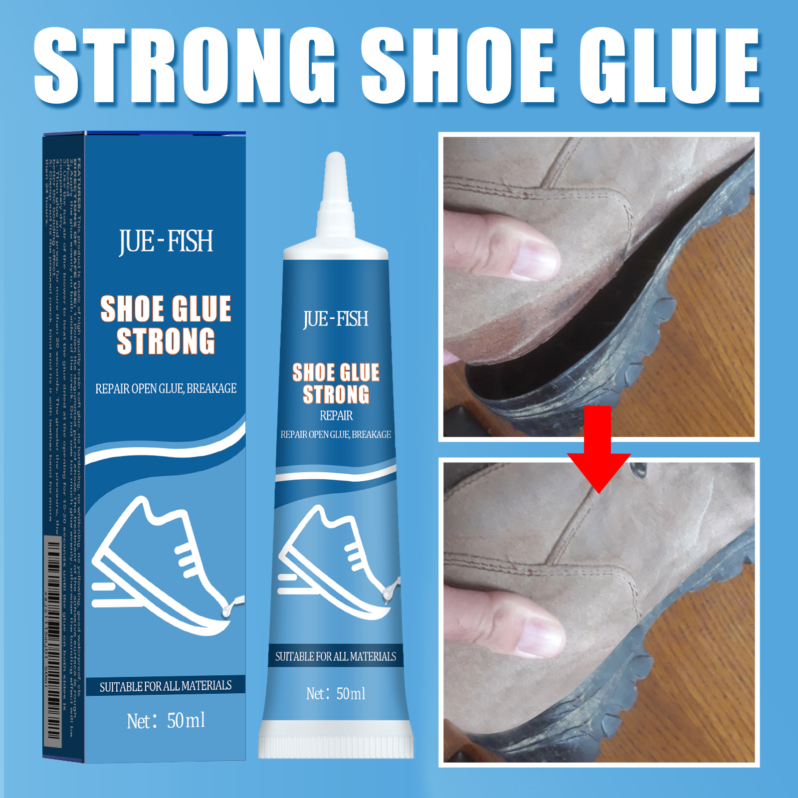 Strong Shoe Glue Multi Purpose Waterproof Adhesive For Sneakers Leather Shoes Soles Repair Fast Drying 1 PCS