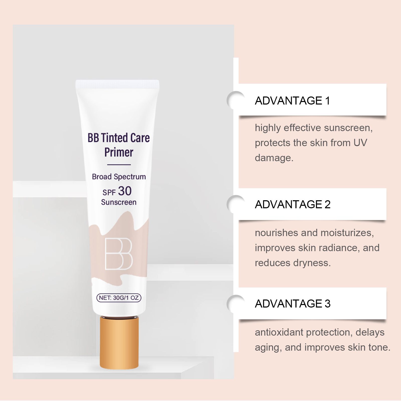 Protective BB Cream Ivory Moisturizing Coverage UV Shield For Daily Face Makeup