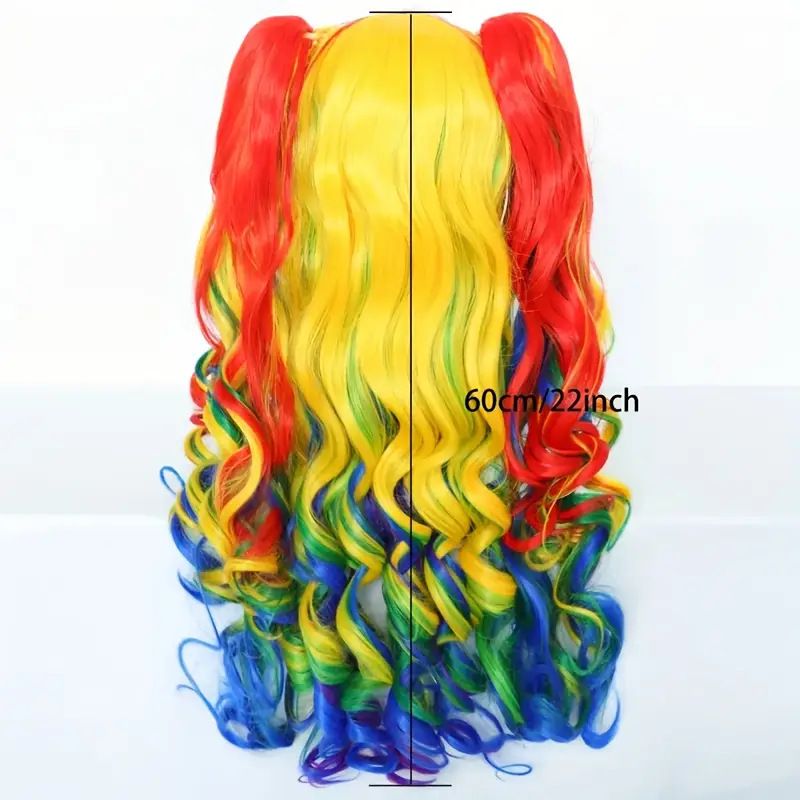 (RGB) Cosplay Wig Double Ponytail Lolita Anime Hairpiece With Clip For Halloween Party