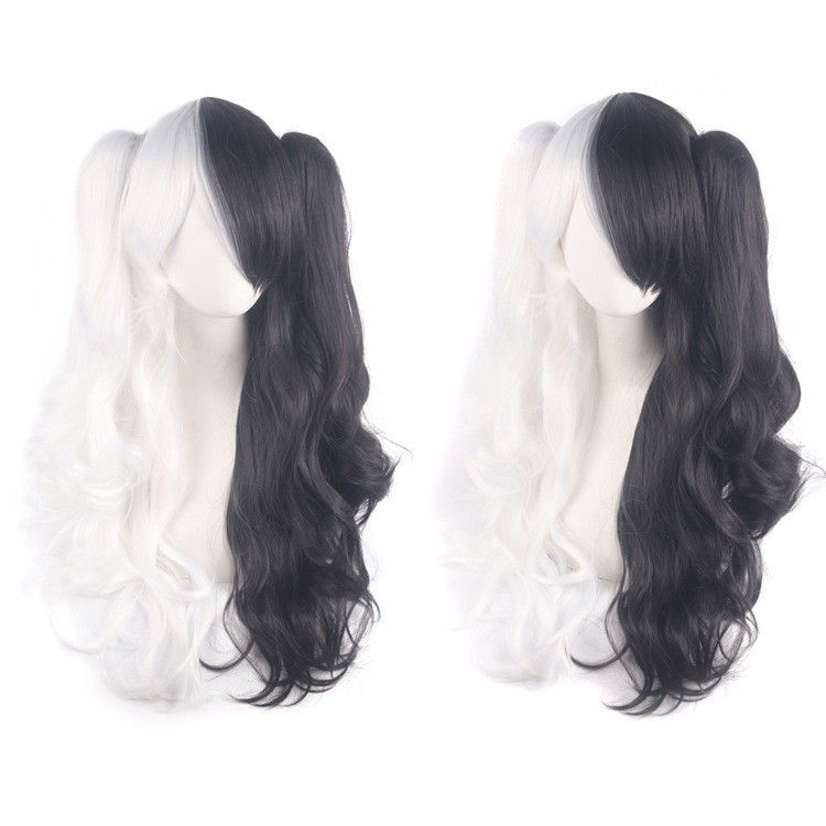 (RGB) Cosplay Wig Double Ponytail Lolita Anime Hairpiece With Clip For Halloween Party