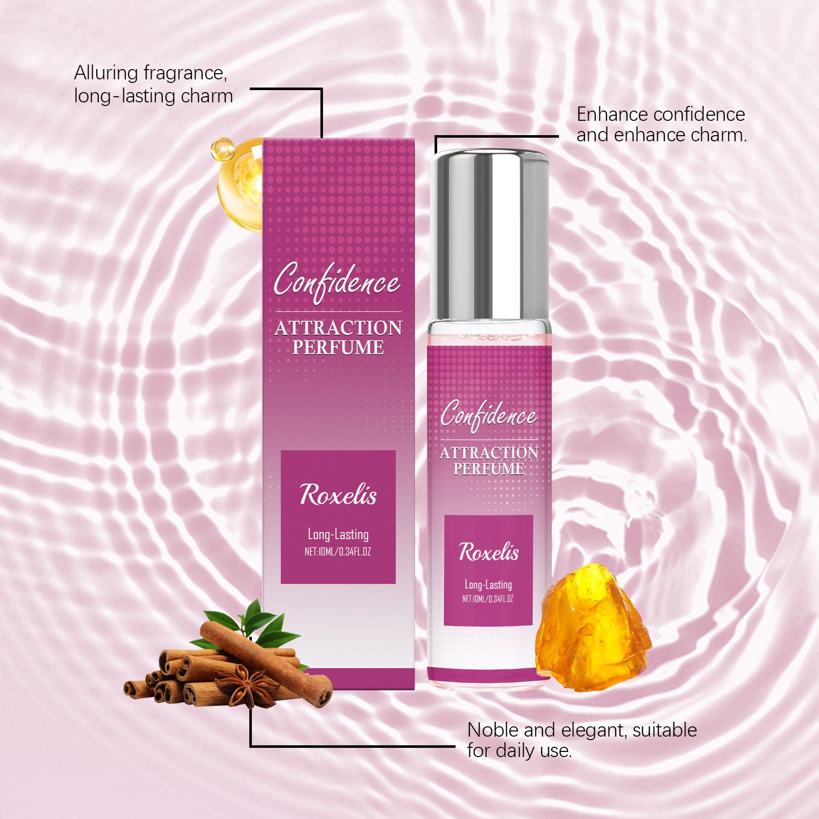 Women Roll On Perfume Amber Fresh Long Lasting Portable For Daily Wear And Dates