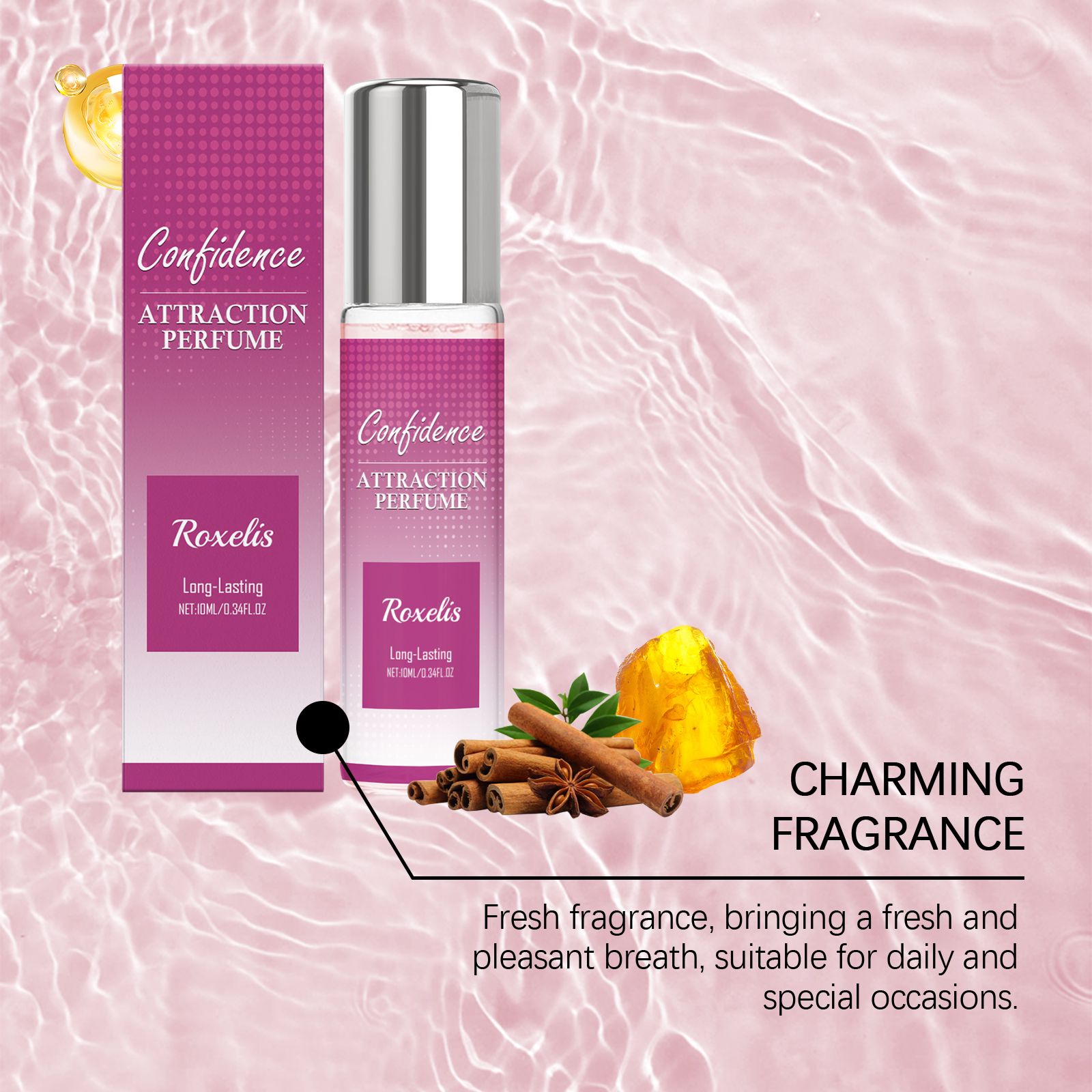 Women Roll On Perfume Amber Fresh Long Lasting Portable For Daily Wear And Dates