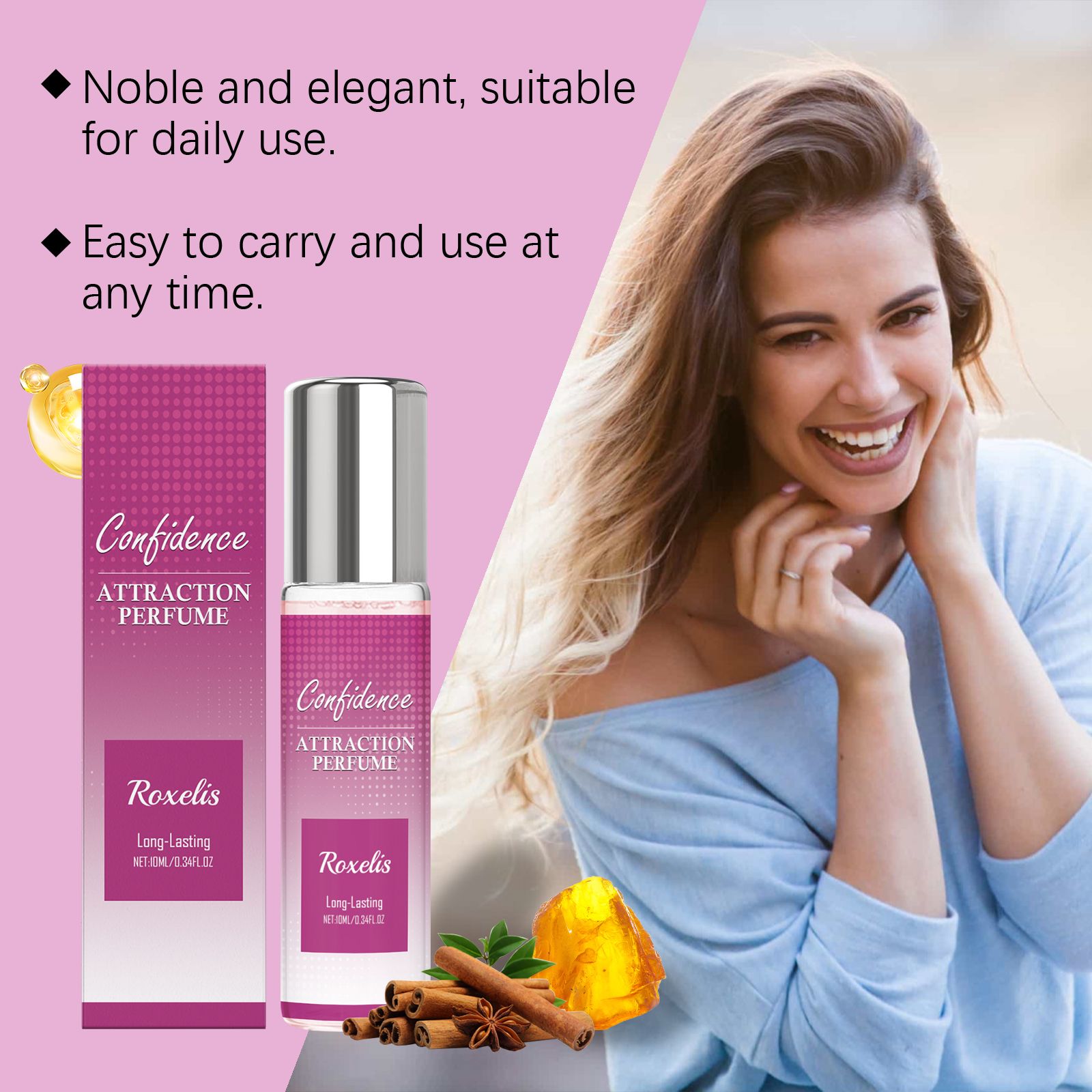 Women Roll On Perfume Amber Fresh Long Lasting Portable For Daily Wear And Dates