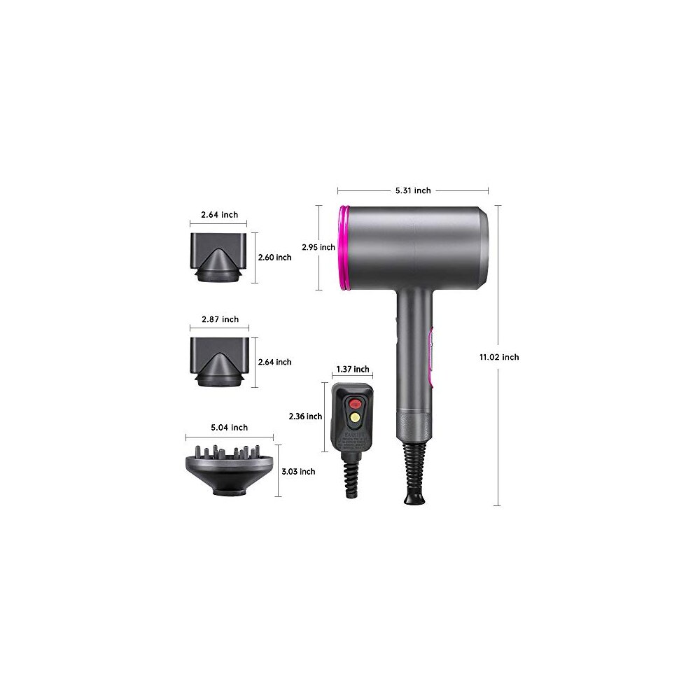 1800W Professional Hair Dryer with Diffuser Ionic Conditioning - Powerful, Fast Hairdrye