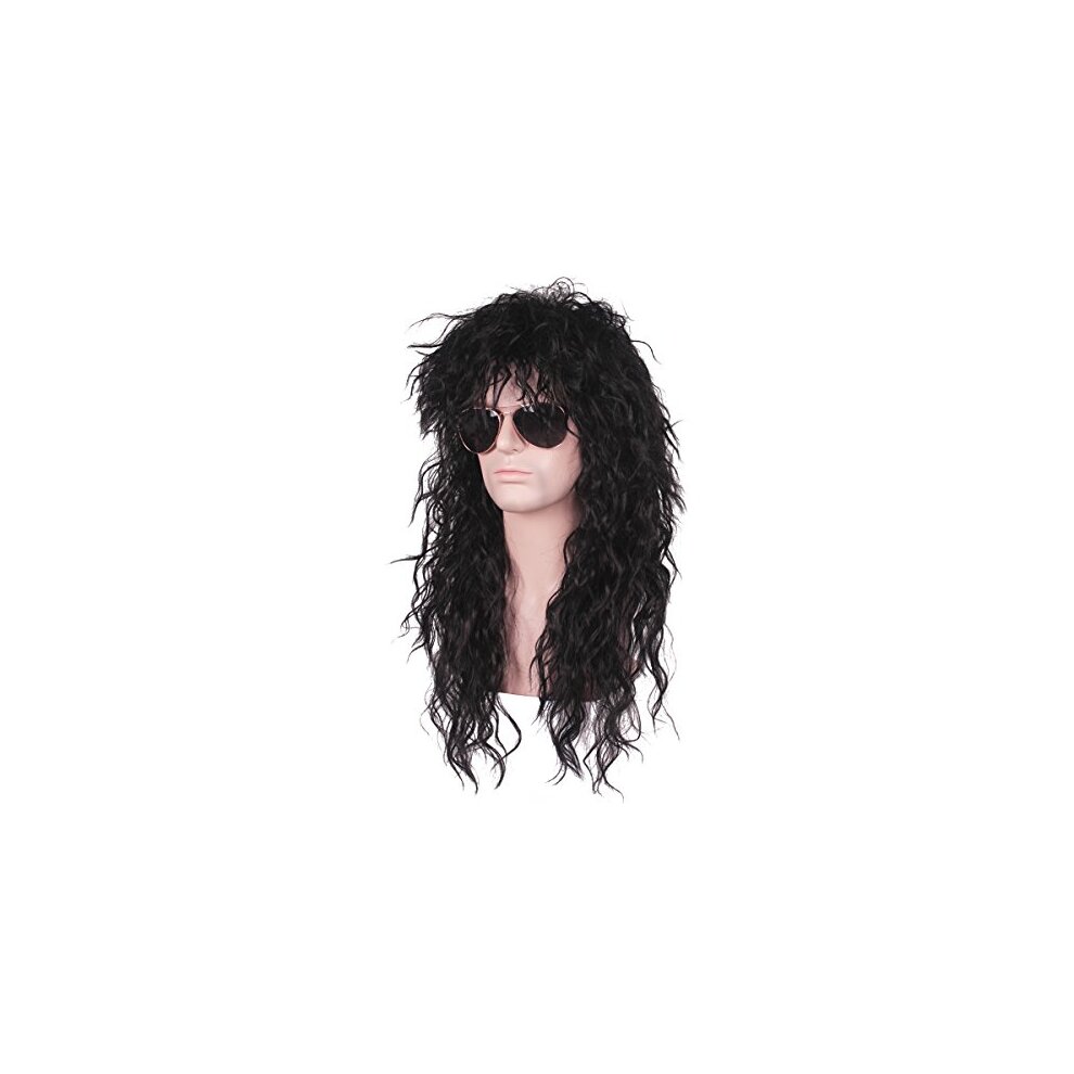 ColorGround Long Curly 80s Men Fashion Smart Rocker Style Wig