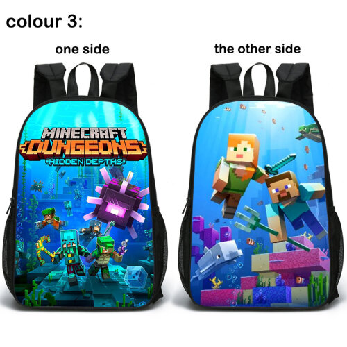(C3) Minecraft School Bag Double-sided Backpack Kids Gift