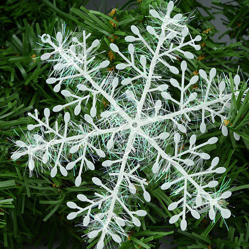 60pcs White Christmas Hanging Winter Artificial Snowflakes Xmas Tree Decor Party Ornaments 11cm Snow Fake Snowflakes Christmas decorations for home noel