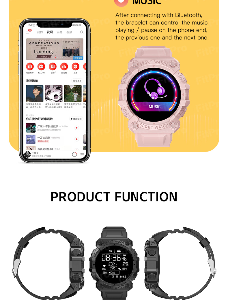 (Pink) Smart Watch Men Sports Smartwatch Access Control Calls Temperature Heart Rate Detection Sport Smartwatch