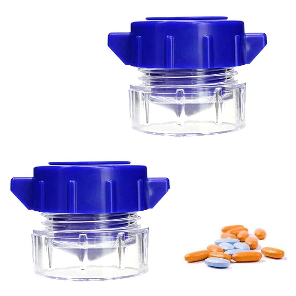 2 Pack Pill Grinder Pill Pulverizer Tablet Grinder Medicine Splitter Powder Crusher and Storage Box