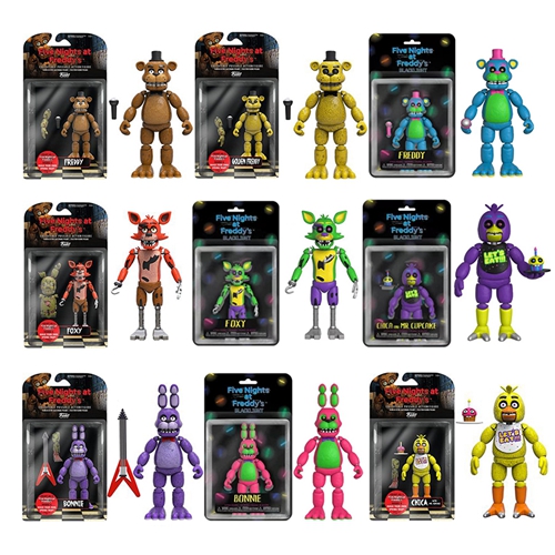 (Freddy) Golden Freddy Foxy The Pirate Articulated Action Figure Funko Five Nights At Freddys 15cm FNAF Figures Blacklight Bonnie Foxy Chica FREDDY FROSTBE Action Figure PVC Collection Doll Movable Golden Freddy Model Toys