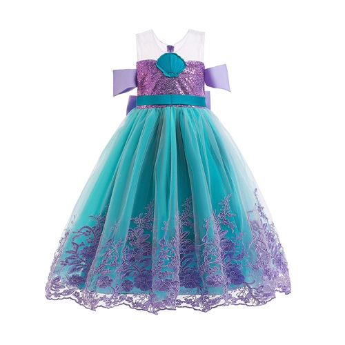 (Green 3~4 Years) Girls Fancy Dress The Little Mermaid Ariel Costume Princess Dress Up Gown Green Sequins Kids Fairy Tales Cosplay Fancy Party Outfits Halloween Carnival Costumes