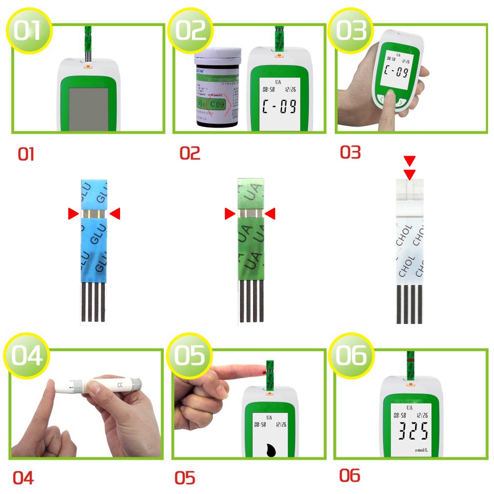 (3in1 meter 1pcs) 3in1 Multifunction Cholesterol Uric acid Blood Glucose Meter Glucometer Kit Diabetes Gout Tester Blood Sugar Monitor Test Strips Christmas Gift