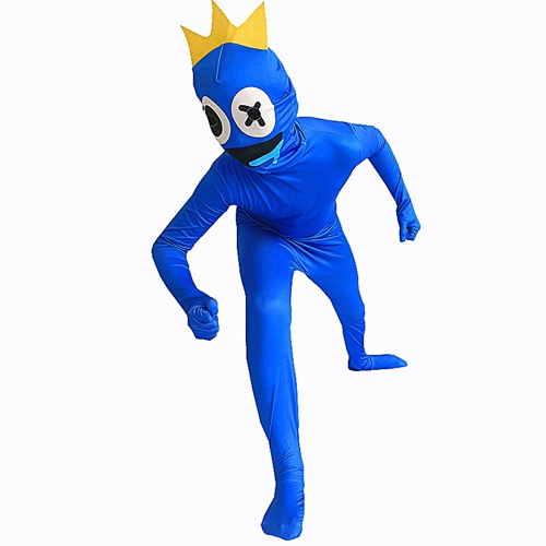 (110cm) Rainbow Friends Costume Blue Monster Outfit Roblox Jumpsuit Dress up for Kids