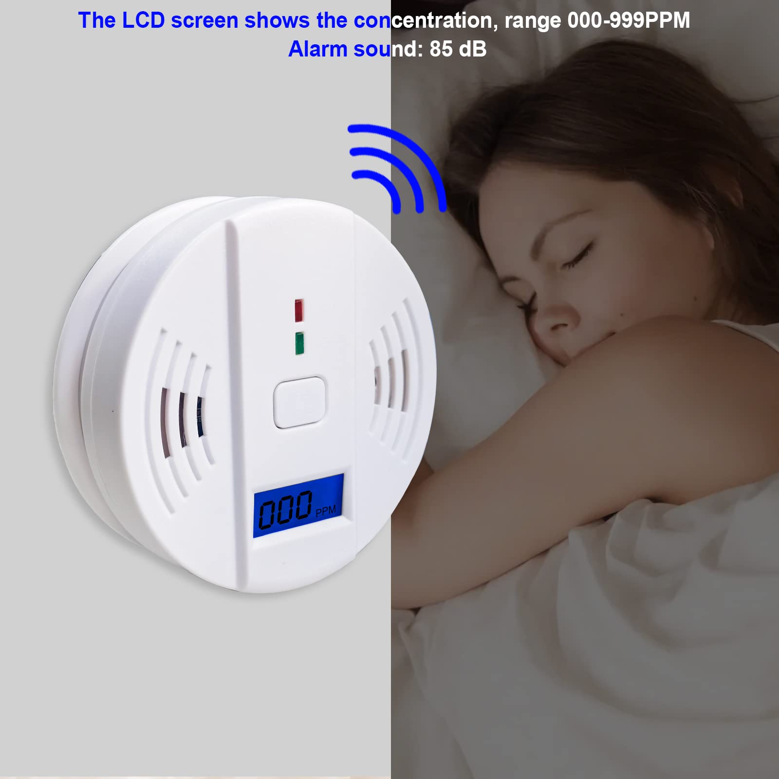 Carbon Monoxide Detector,CO Alarm Detector with Digital Display and Sound Alarm For Home,Office Combination Detector Alarm Battery Powered