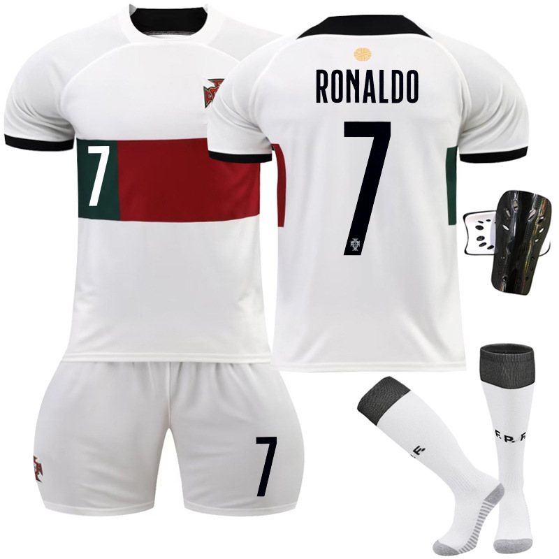 ( 4~5 Years) Ronaldo#7 White Portugal Away Football Kit World Cup Jersey Training Suit