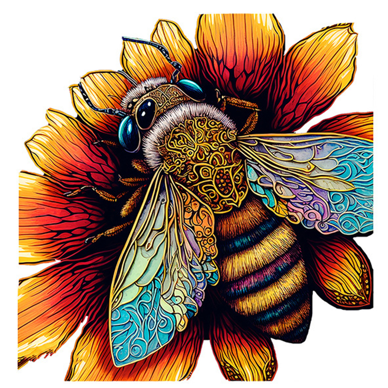 (S) Bee Universal Colourful Fun Wooden Animal Jigsaw Gift Idea for Adults Kids