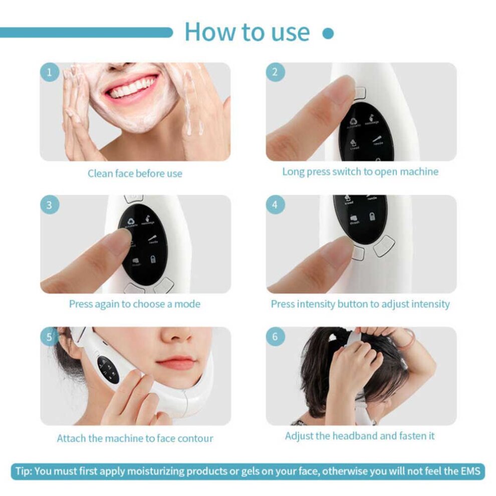 Electric V-Face Shaping Massager EMS Face Lifting Slim Double Chin Removal Device