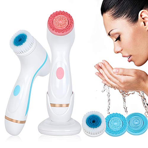 (Blue) Facial Cleansing Brush Silicone Electric Usb Cleaning Tools for Exfoliating And Blackhead Cleaning Pores