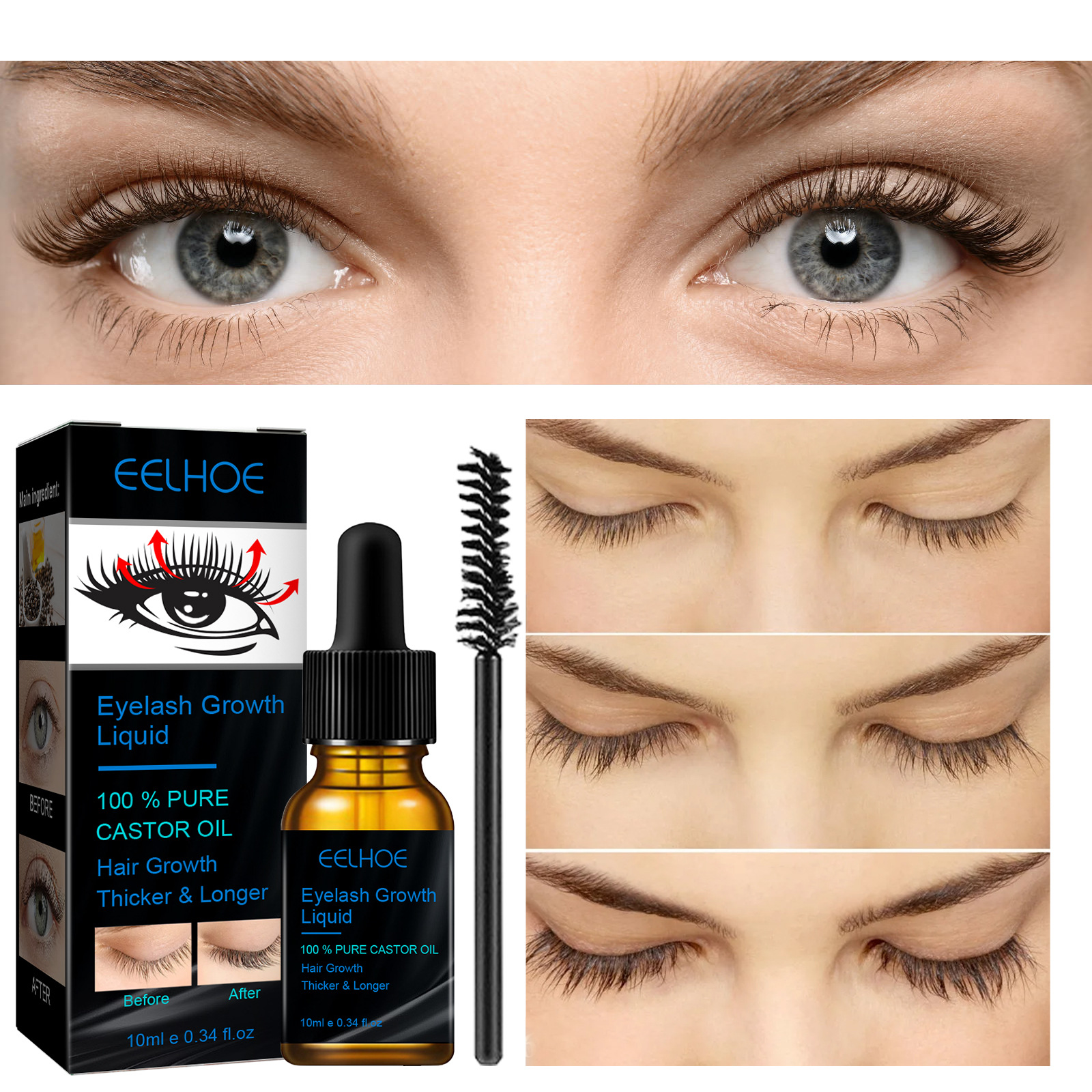 Eyelash Growth Liquid Eye Lash Enhancer  Serum Hair Lash Booster Treatment Caster Oil 10ml