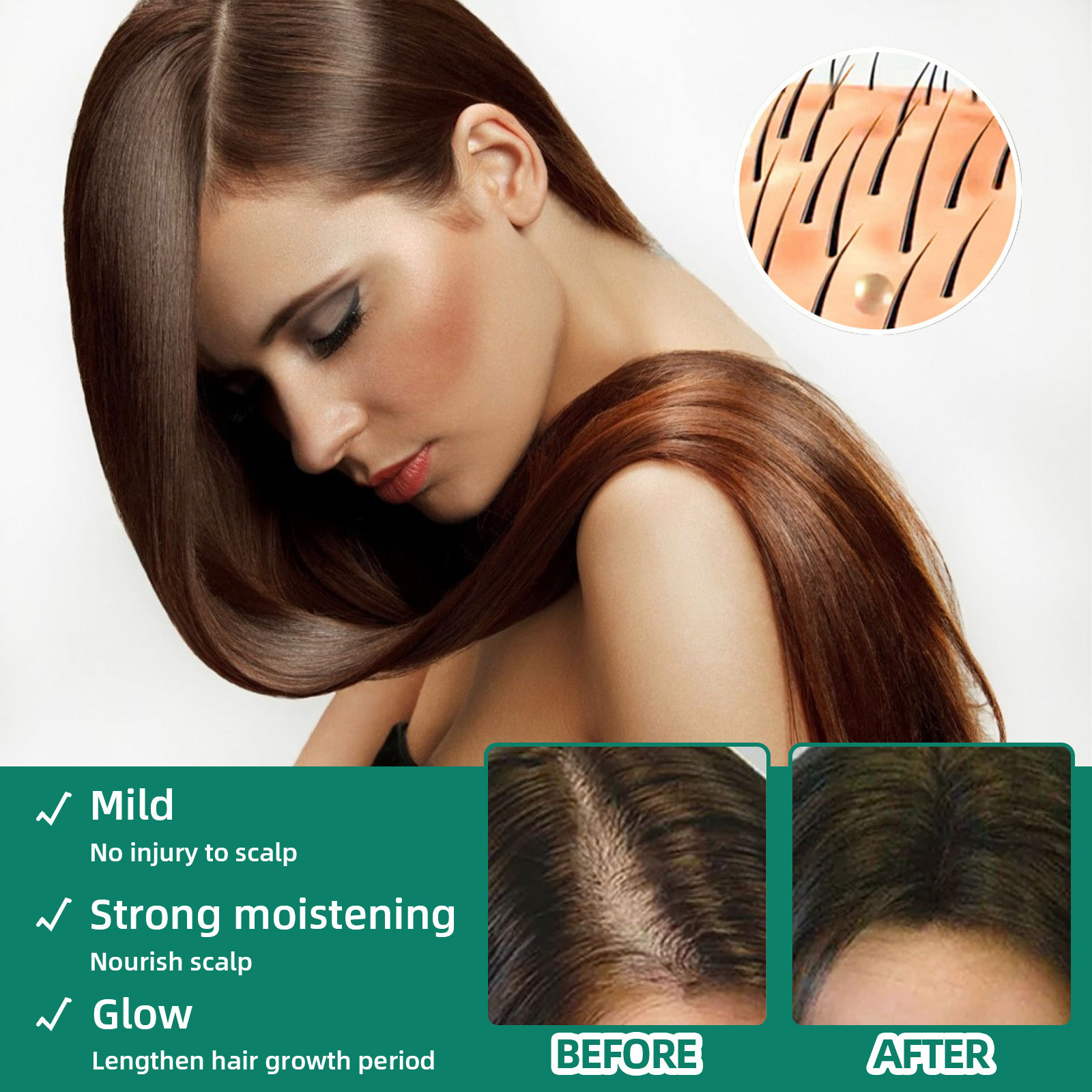 Hair Growth Spray Natural Intensive Essence Moisturizing Hair Essence Hair Care Products for hicker Longer Hair Anti Hair Loss for Men Women 60ml