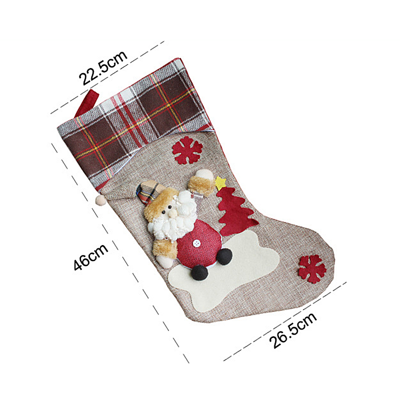 (Santa Claus) Christmas Stockings Xmas Tree Decoration Ornaments Pendant Large Boots Children New Year Candy Bag Santa Claus Gift Socks