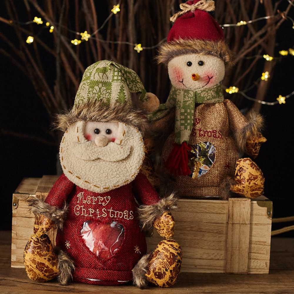 (Santa Claus) Christmas Doll Decor Gift Bag with Zip Treat Bag Christmas Decoration Bags Cartoon Candy Bags Xmas Goody Pouch Creative Elk Apple Bag Cartoon Doll Gift Bag for Shopping Parties Home Decorations