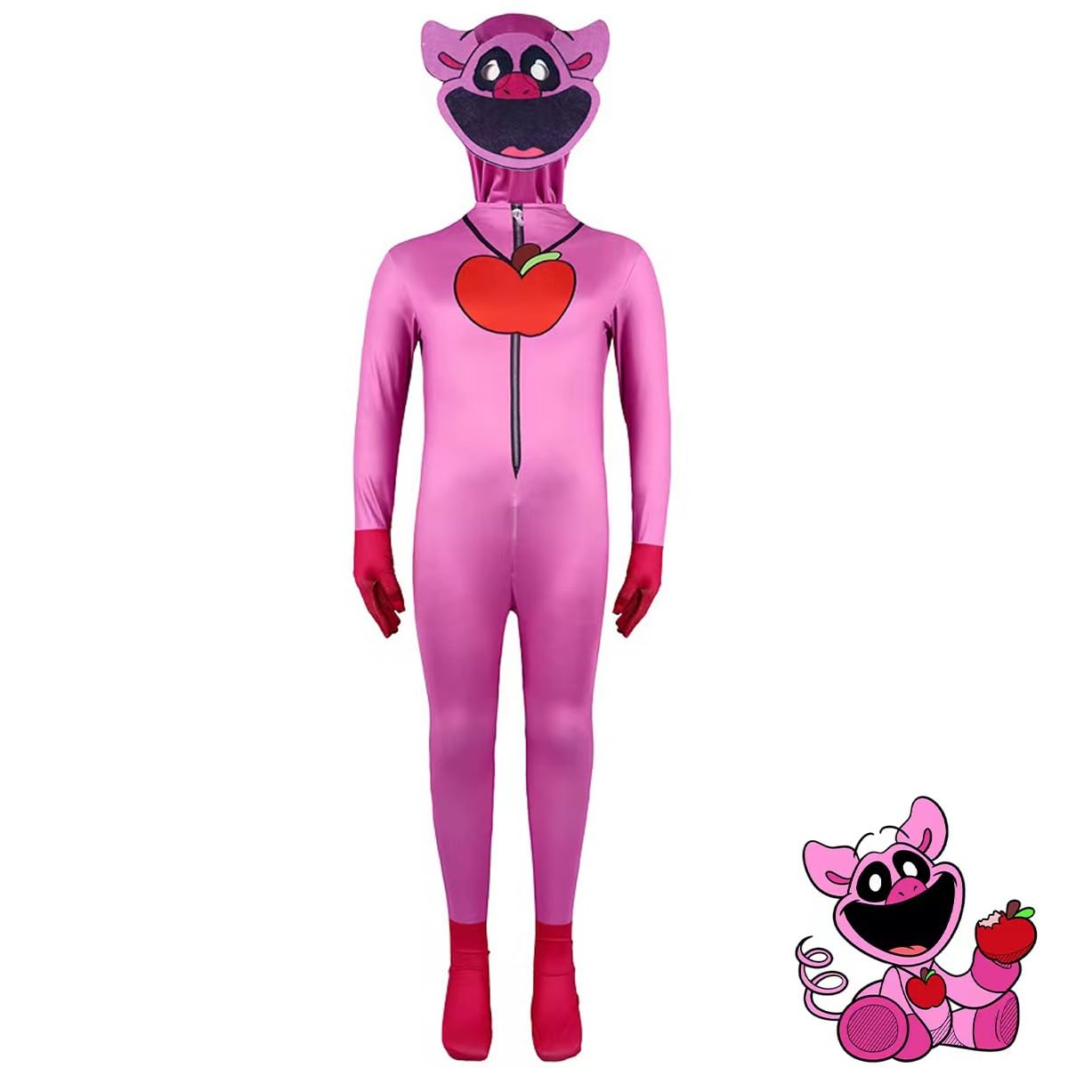 (110CM) PickyPiggy Poppy Playtime 3 Smiling Critters Costume Child Halloween Party Dress up With Head Cover Bodysuit