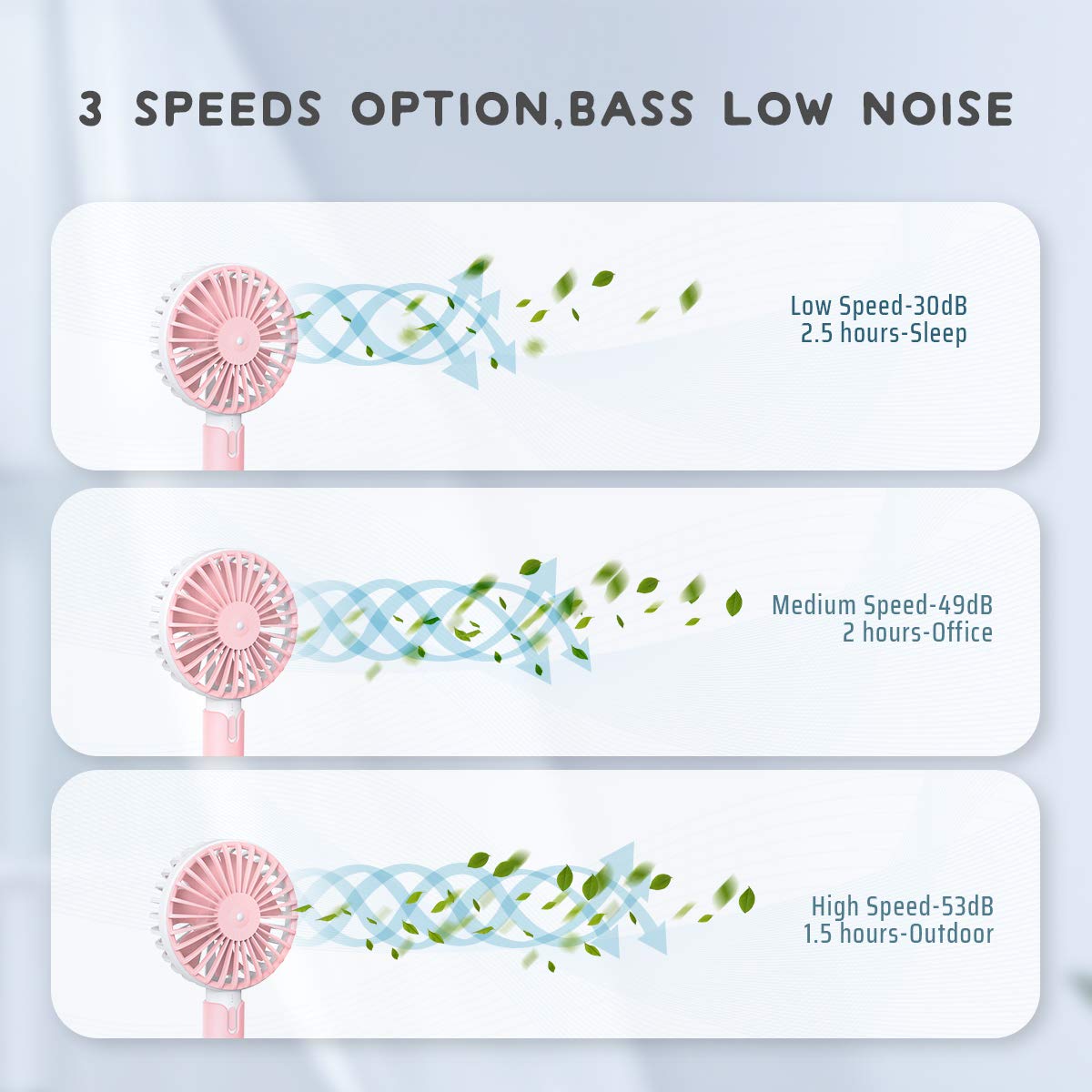 Portable Mini Handheld Fan 3 Speeds USB Electric Fan