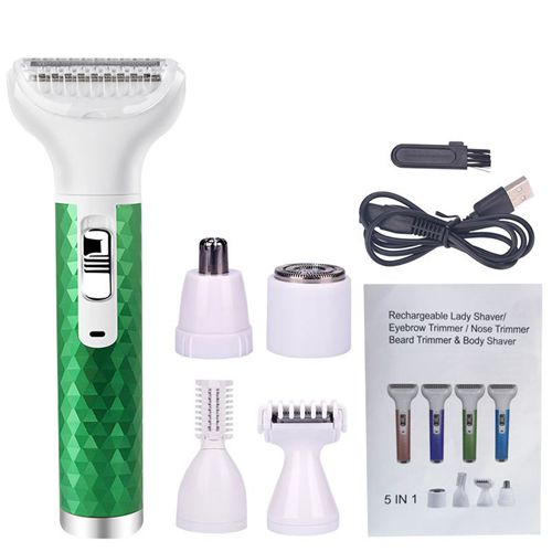 5-in-1 Multi-Functional Womens Hair Remover - Rechargeable Electric Shaver & Grooming Kit