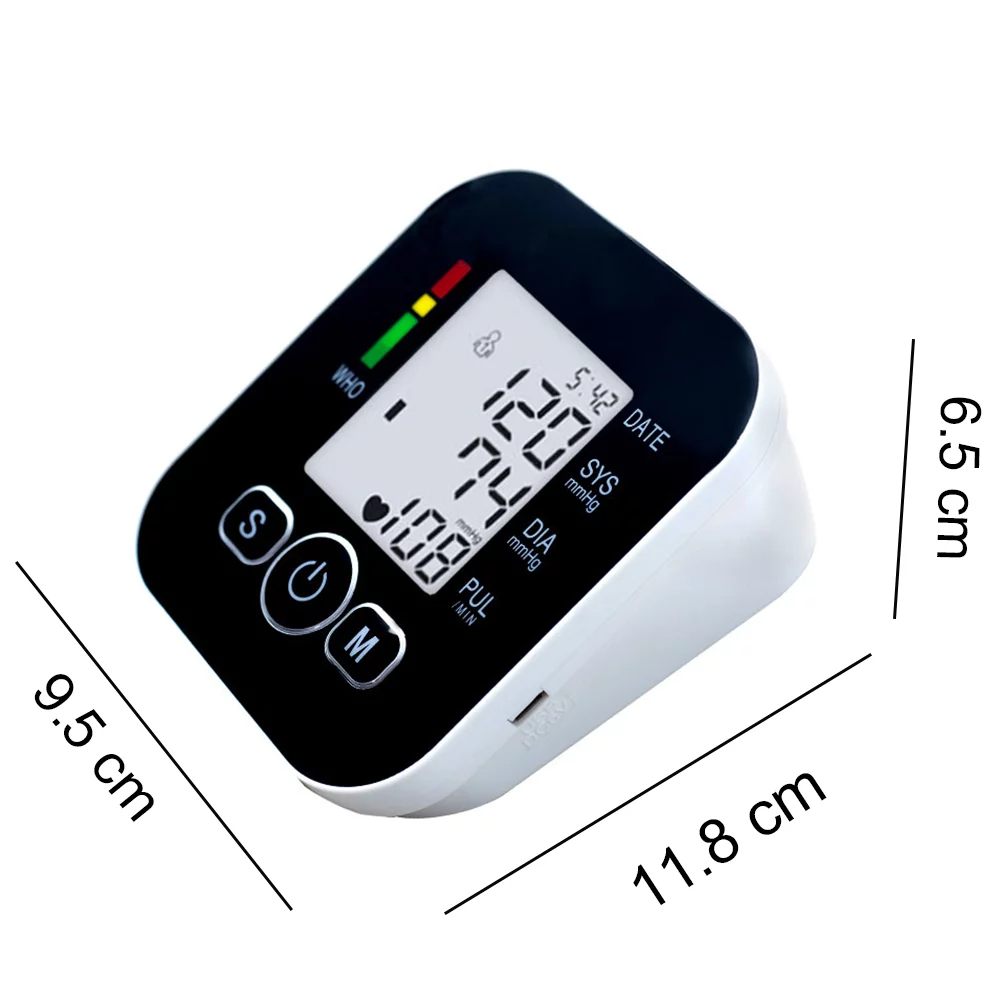 (White) Blood Pressure Monitors Manual Blood Pressure Kit Digital Upper Arm Blood Pressure Machine for Home Use Heart Rate Monitor BP Cuff Kit