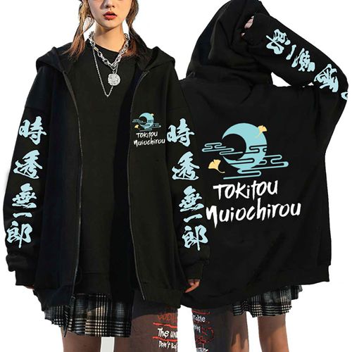 Mens Womens  Demon Slayer Tokito Muichiro Zip Up Hoodie Sweatshirt