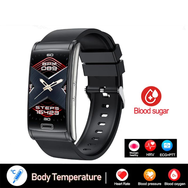 (Blue) Health Blood Sugar Smart Bracelet IP68 Sport Smartwatch ECG Blood Pressure Heart Rate Smart Watch