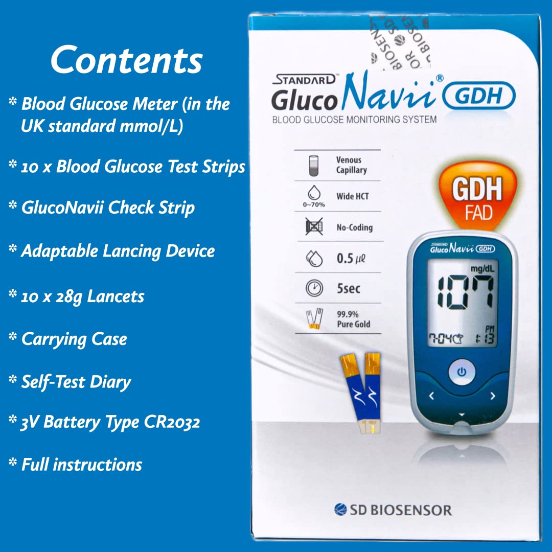 GlucoNavii Blood Glucose Meter Diabetes Monitoring Tester Blood Sugar Testing Kit with Strips Lancets Lancing Device Case and More