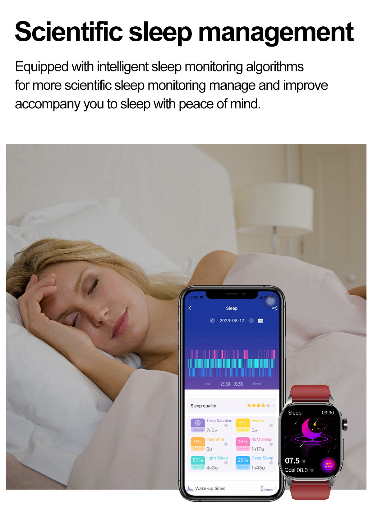 (Black Silicone	) Smart Watch 2.04 Inch AMOLED Smart Watches Waterproof Smartwatch Fitness Tracker Heart Rate Blood Oxygen Sleeping Monitor for Android iOS Phones