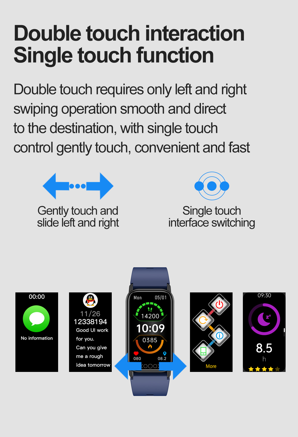 (Black) Smart Watch for Men 1.47 Inch Blood Glucose Heart Rate Blood Pressure Monitor Smartwatch Women Bracelet for Android iOS